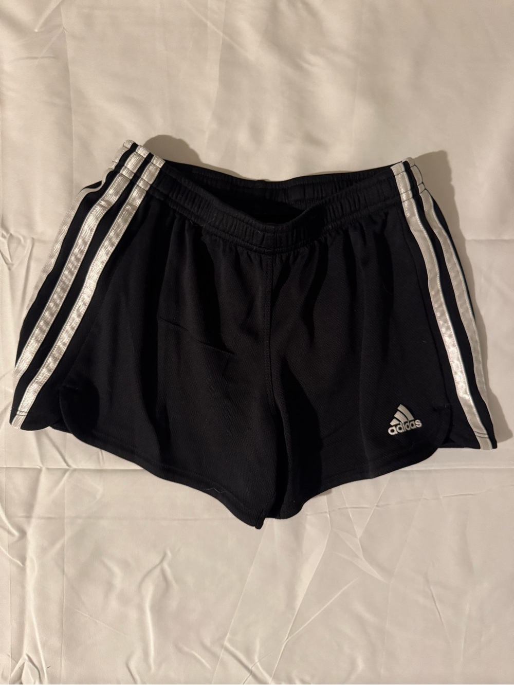 Adidas Women's Black Athletic Shorts with White Stripes